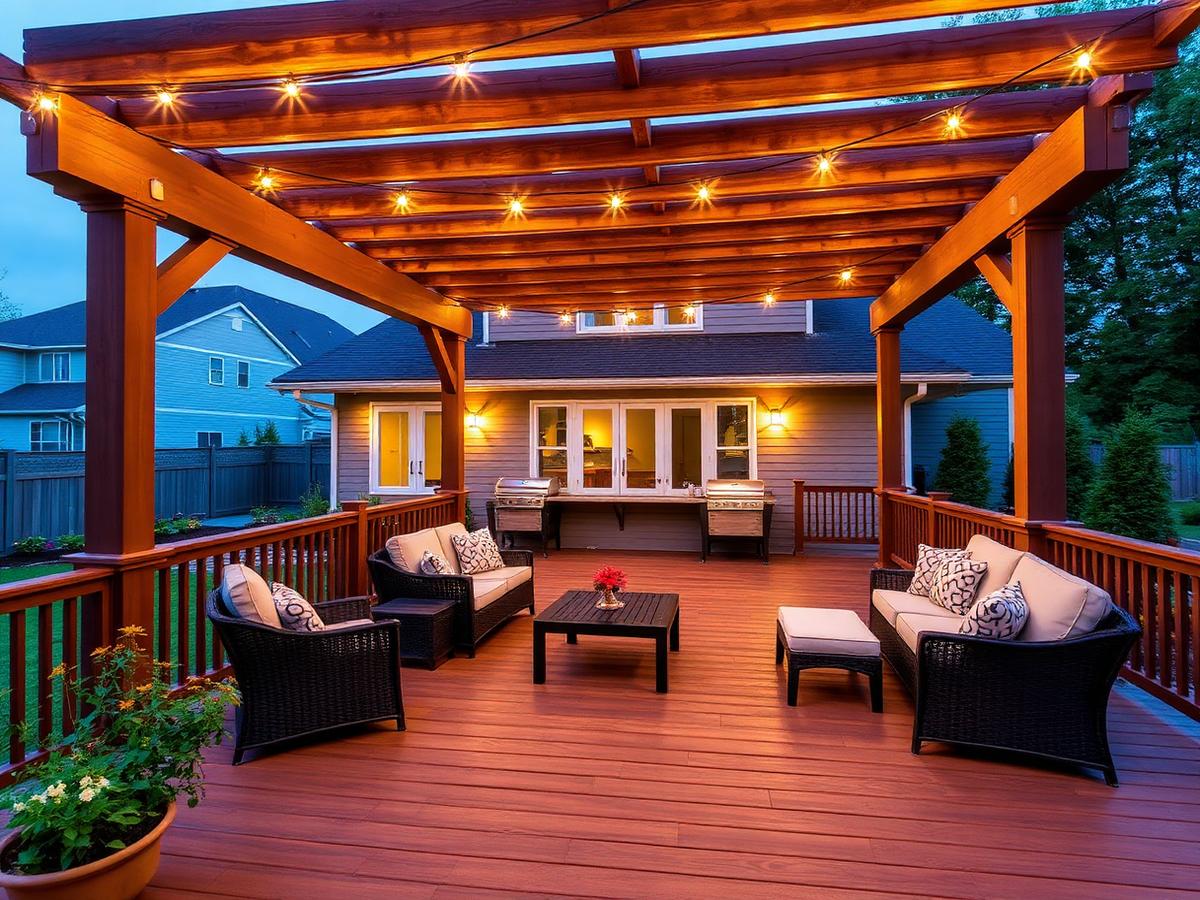 Custom wood deck with lighting